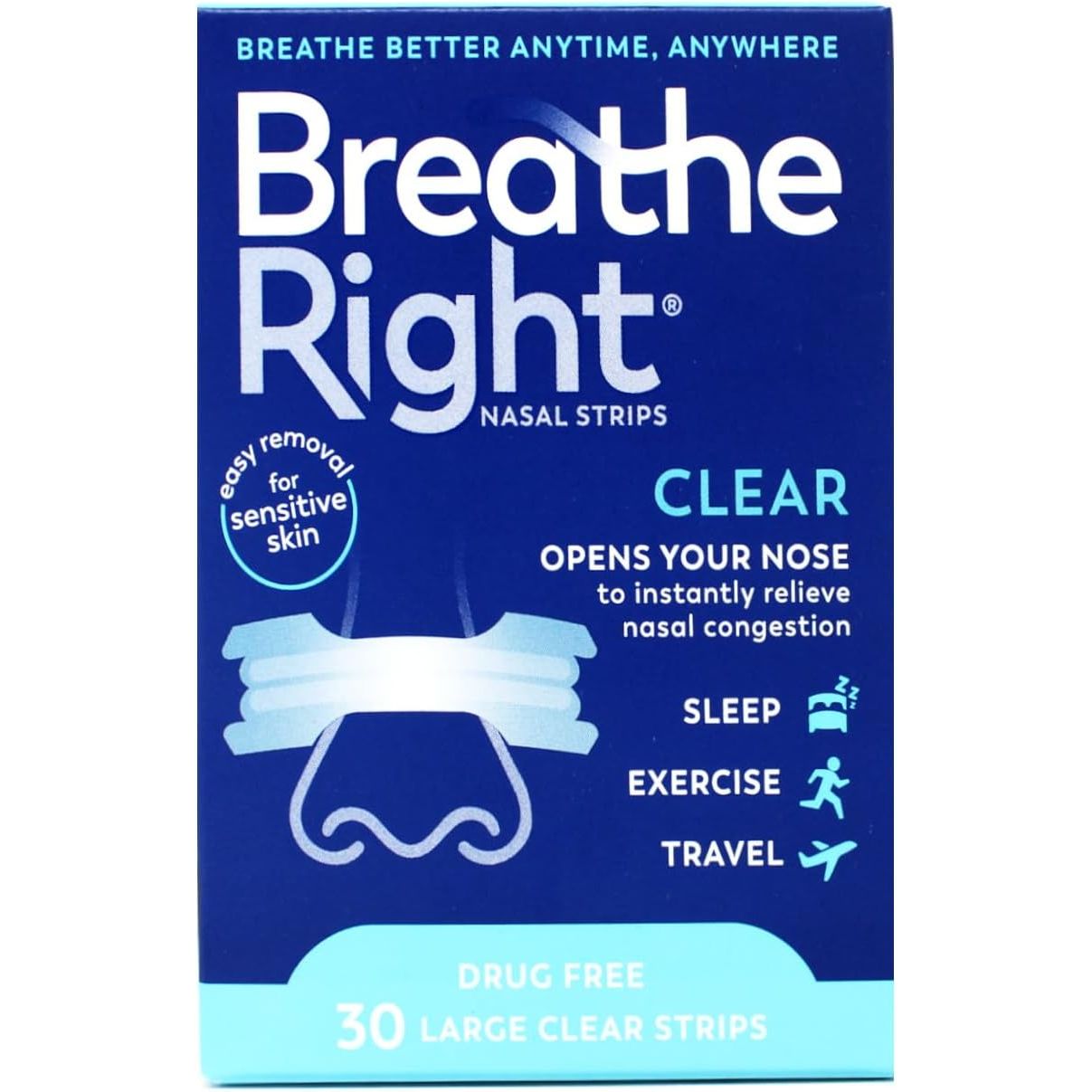 Buy now Breathe Right Nasal Strips Clear For Sensitive Skin Large 30 Each Default at indiglob india
