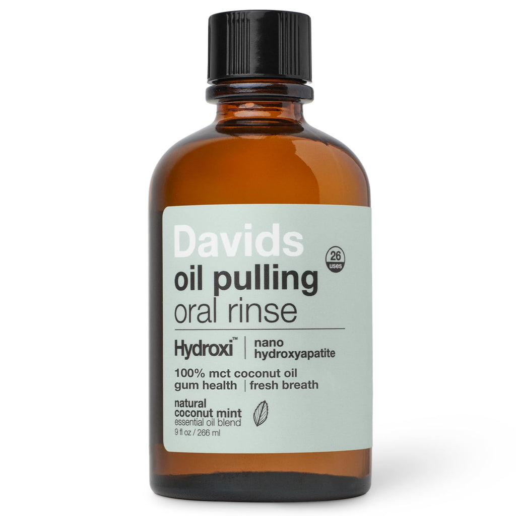 Davids Nano Hydroxyapatite Oil Pulling Mouthwash MCT Coconut Oil Mint 9 oz