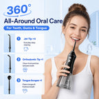 Cordless Water Flosser for Teeth with 6 Jet Tips, DIY 5 Modes 320ML Tank IPX7 Waterproof Portable Rechargeable Water flosser for Dental Hygiene Cordless for Home and Travel, Black