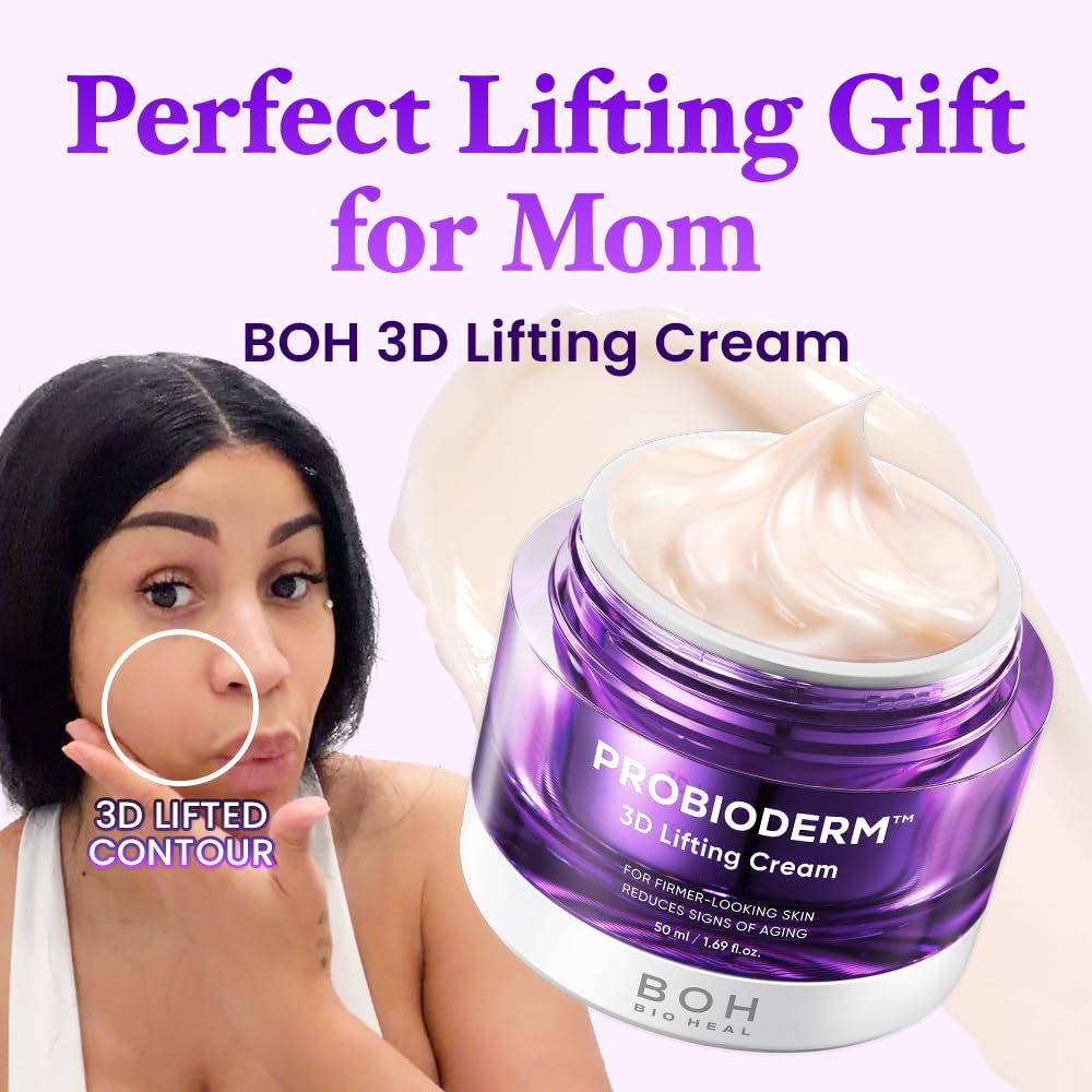 [Cardi B's Pick] BIOHEAL BOH Probioderm 3D Lifting Cream 1.7 fl oz - Advanced Korean Facial Night Cream with 17-Peptide Complex & Probioderm for Face and Neck, Butter-Rich Texture for Perfect Slugging