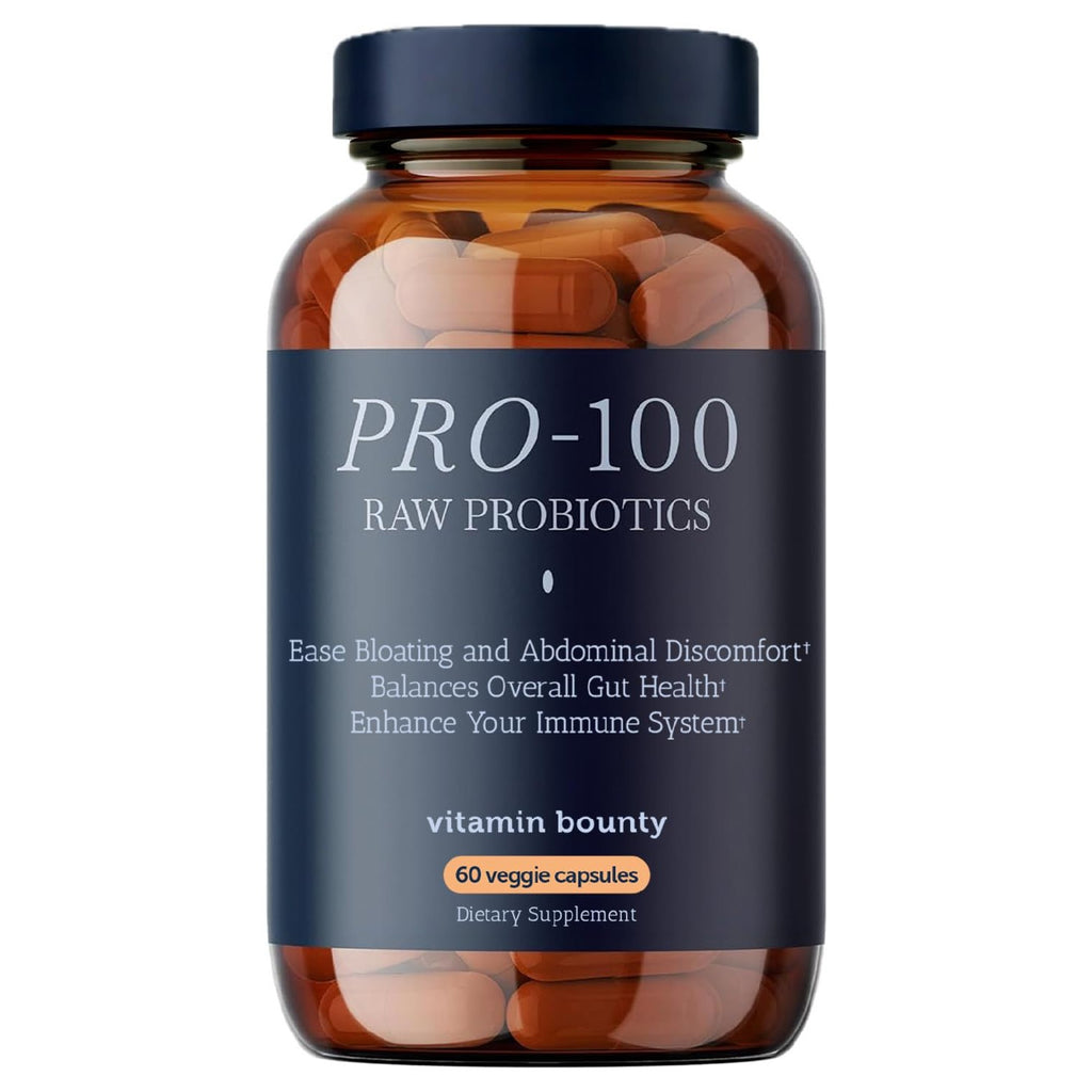 Vitamin Bounty Pro-100 Probiotic 100 Billion CFU - 13 Strains for Digestive Health & Immune Support - High Potency Probiotics for Women & Men - Delayed Release Capsules for Gut Health - 60 Count