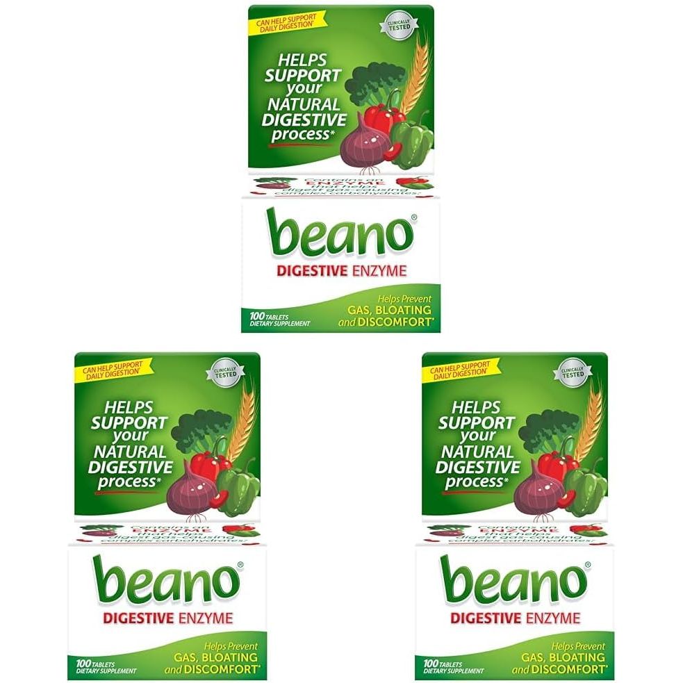 Buy now Beano Digestive Enzyme, Preventive Gas Relief for Adults, Helps Prevent Gas & Bloating, 100 Tablets 100 Count (Pack of 3) Unflavored at indiglob india