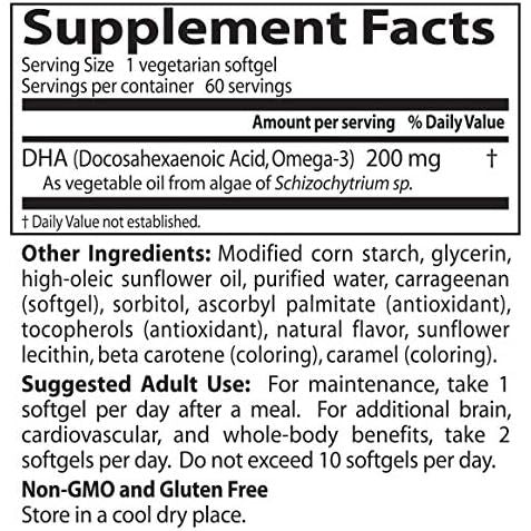Buy now Doctors Best Vegan DHA from Algae, Supports Brain & Cardiovascular Health, Non-GMO, Gluten Free, Soy Free, Vegan 60 Veggie Softgels at indiglob india