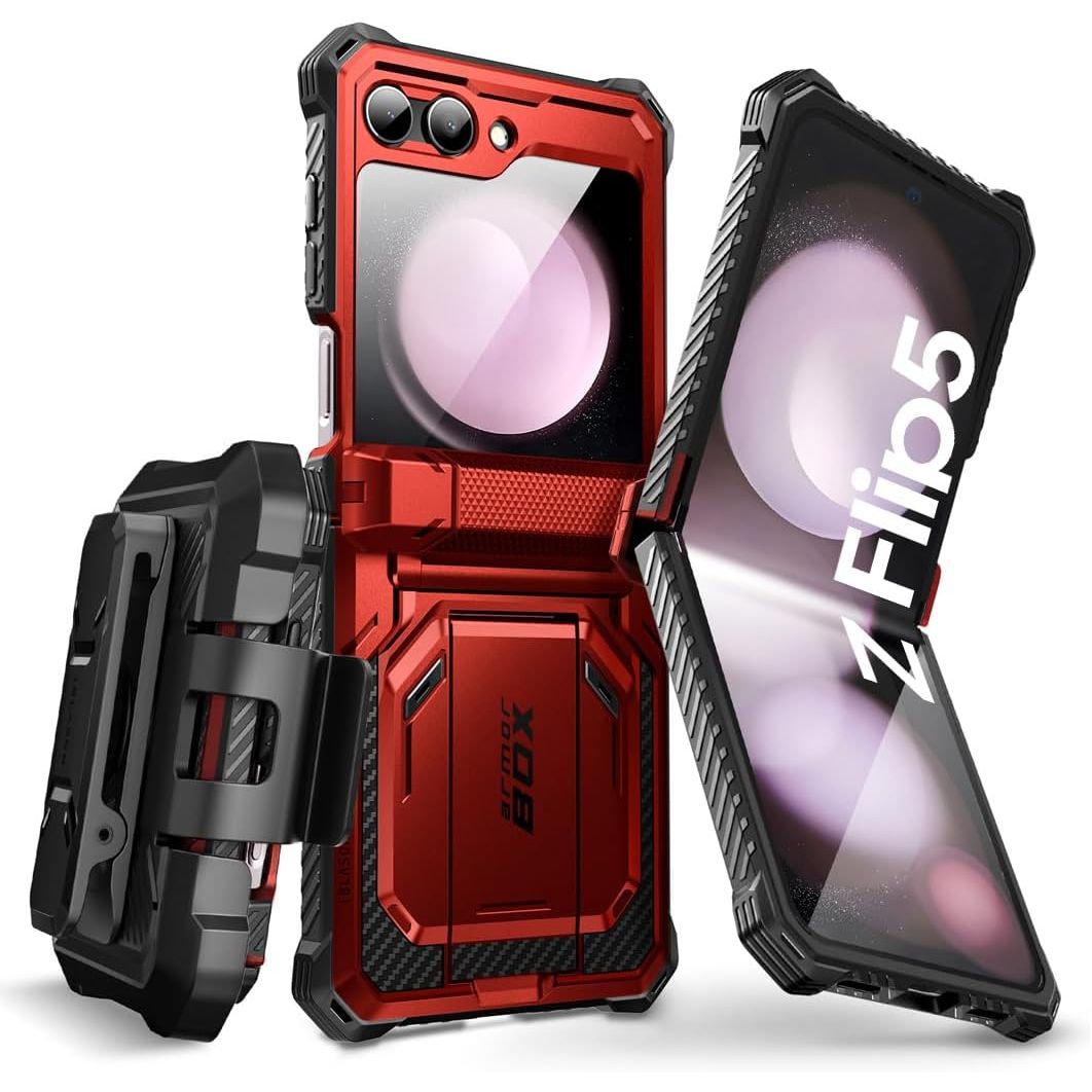 Buy now i-Blason for Samsung Galaxy Z Flip 5 Case with Stand, [Built-in Screen Protector] [Hinge Protection], Full-Body Protection Magnetic Phone Case for Galaxy Z Flip 5, Black Ruddy at indiglob india