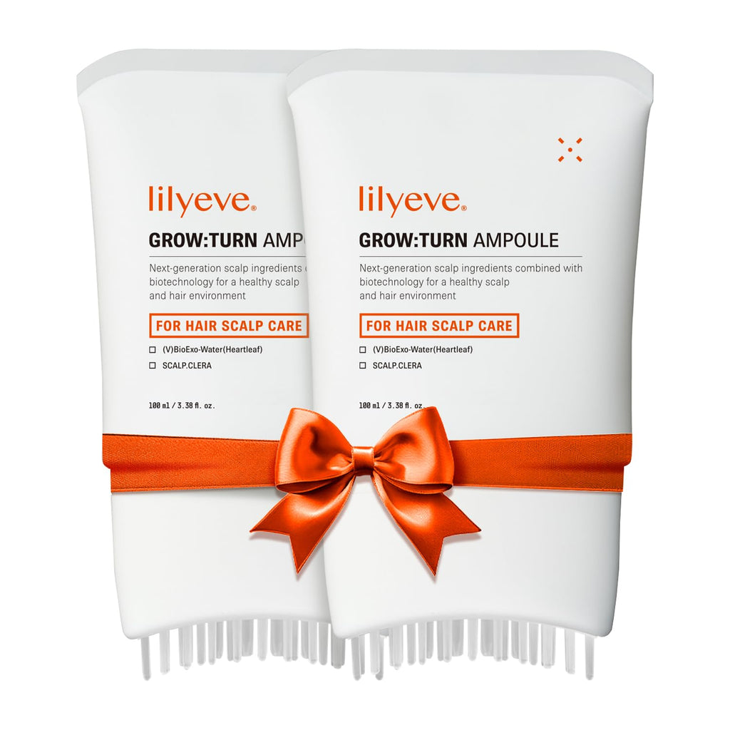 lilyeve GROWTURN Exosome Hair Growth Serum with Built-In Brush, 2-Pack | 3.38 fl oz Each, Built-In Brush Serum with Biotin, Caffeine & Peptides for Thinning Hair, Fragrance-Free, Korean Hair Care