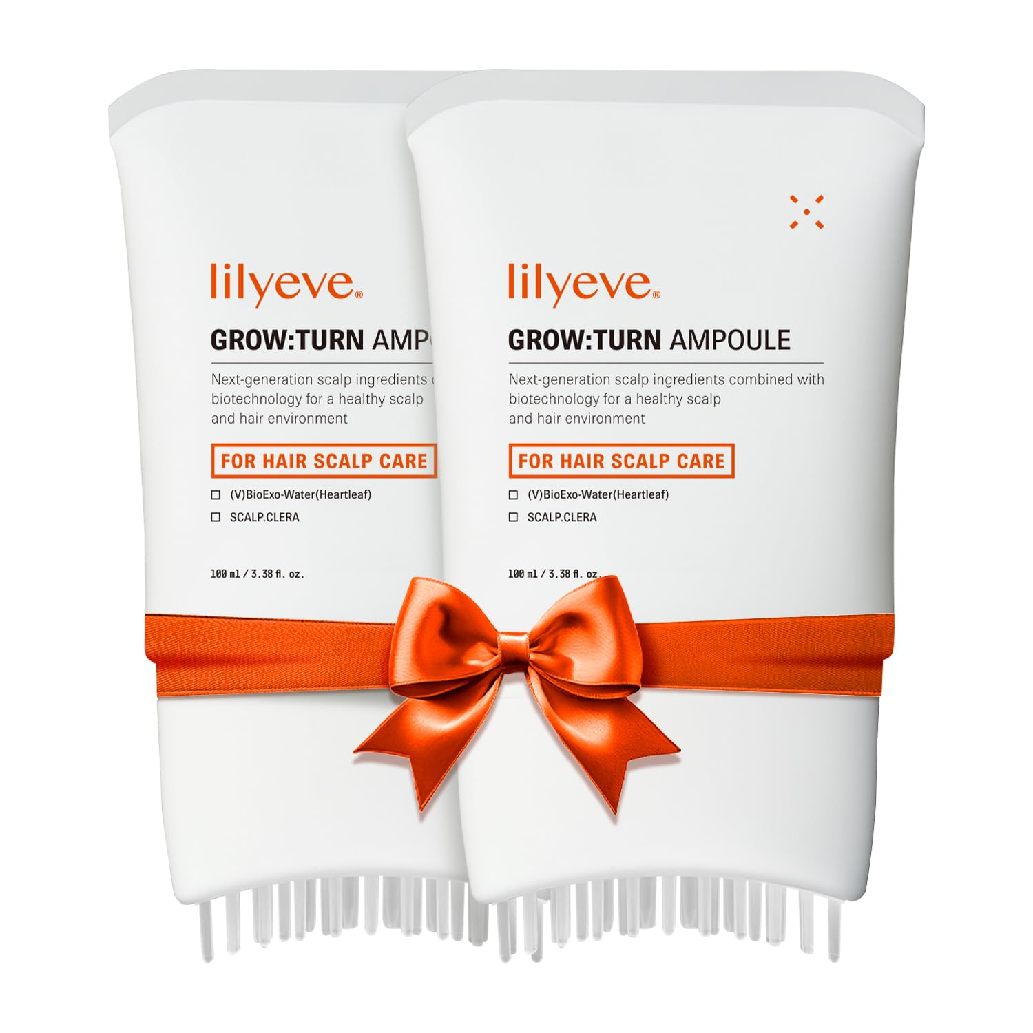 lilyeve GROWTURN Exosome Hair Growth Serum with Built-In Brush, 2-Pack | 3.38 fl oz Each, Built-In Brush Serum with Biotin, Caffeine & Peptides for Thinning Hair, Fragrance-Free, Korean Hair Care