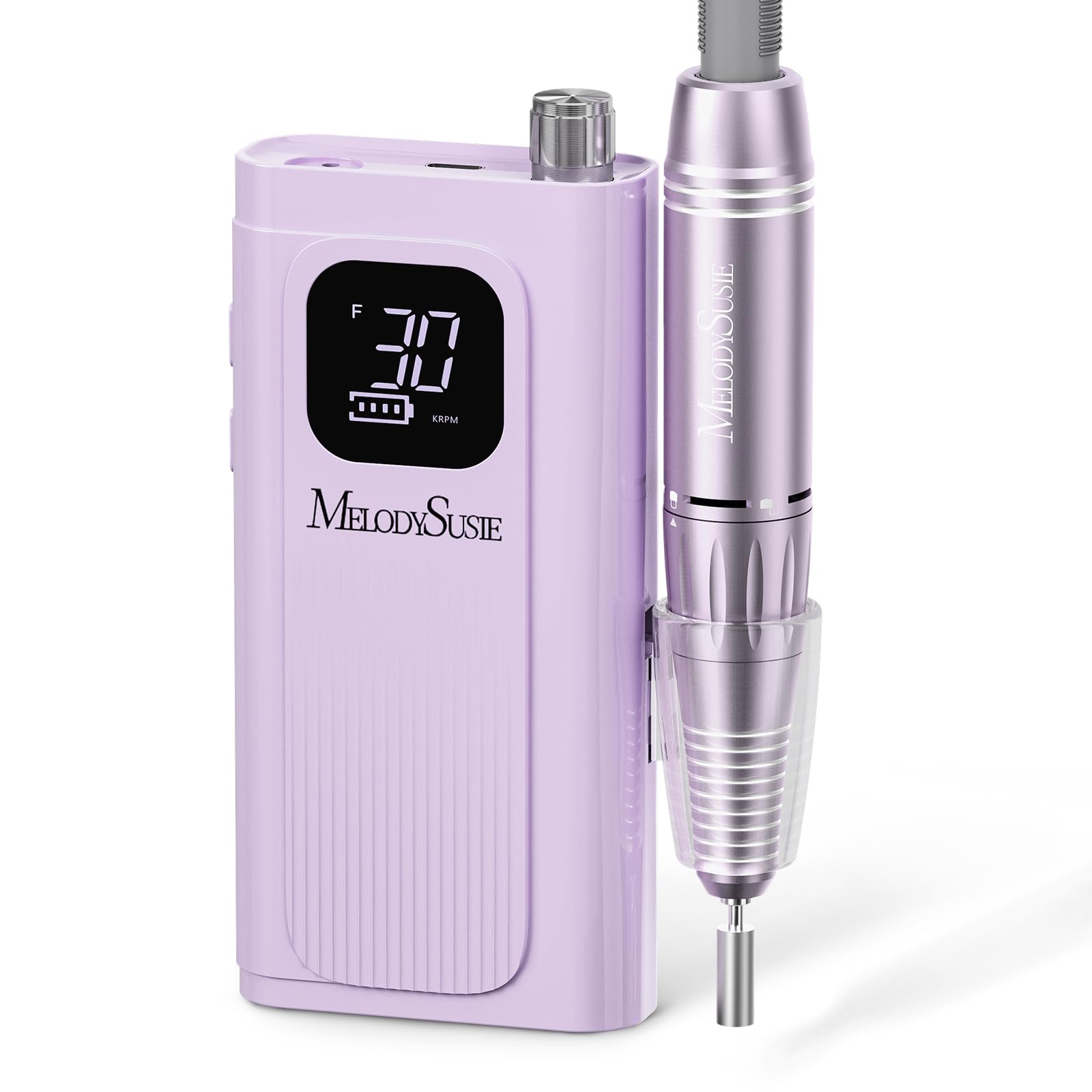 MelodySusie Clip-On SC300F Cordless Nail Drill 30,000 RPM for Beginners | 8-12h Battery Life, 6 Bits and 56 Sanding Bands for Shaping, Gel Removal and Students in Training