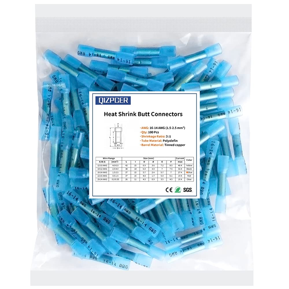Buy now Heat Shrink Butt Connectors, 22-16 AWG 100 Pcs Red Marine Grade Insulated Crimp Wire Connectors, Waterproof Electrical Connectors Butt Splice for Boat Truck Wiring 16-14 AWG at indiglob india