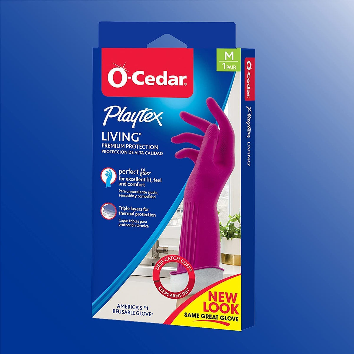 PLAYTEX Living Drip-Catch Cuff Gloves, Medium 1 Pair (Pack of 3)