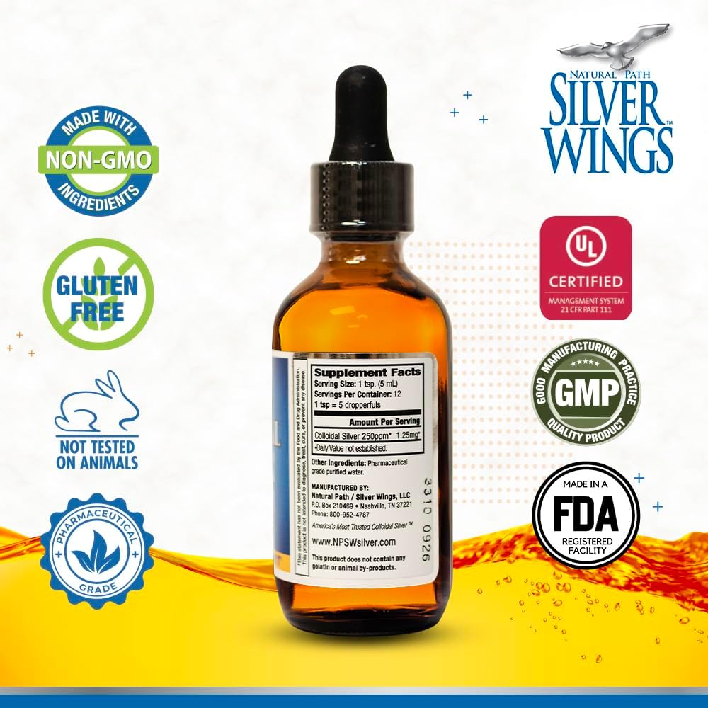 Buy now Natural Path Silver Wings Colloidal Silver Liquid - Enhanced Immune Support Supplement - 250ppm (1250mcg) - 2oz Dropper at indiglob india