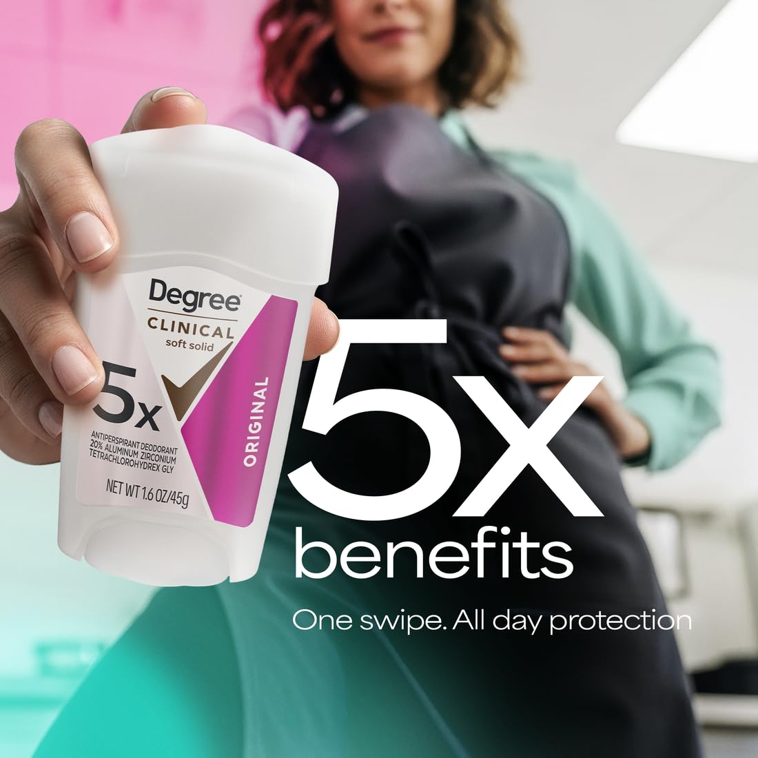 Degree Clinical Antiperspirant Deodorant Soft Solid, Original, 1.6 oz | For stress sweat, Helps keep you dry & confident, With 96H protection, soft solid