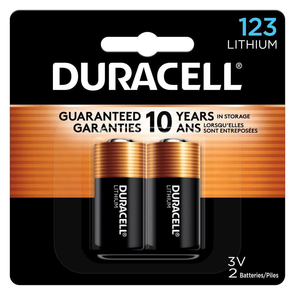 Buy now Duracell CR123A 3V Lithium Battery, 2 Count Pack, 123 3 Volt High Power Lithium Battery, Long-Lasting for Home Safety and Security Devices, High-Intensity Flashlights, and Home Automation 2 Count at indiglob india