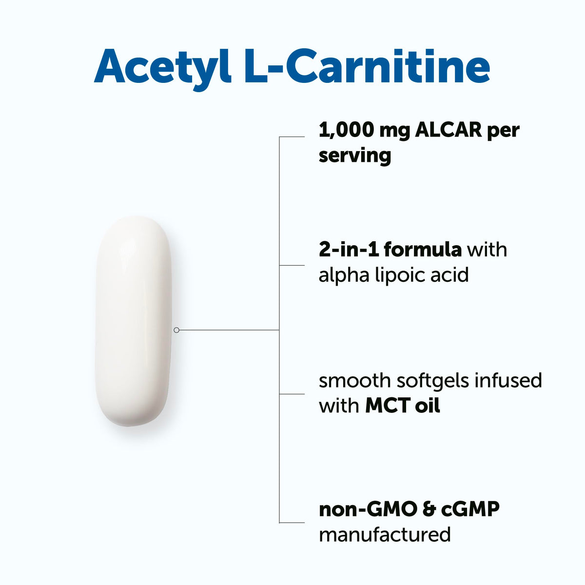 Acetyl L-Carnitine 1000mg per Serving with Alpha Lipoic Acid, 240 Softgels