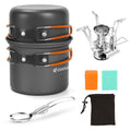 Odoland Camping Cookware Mess Kit, Lightweight Pot Stove Spork Set