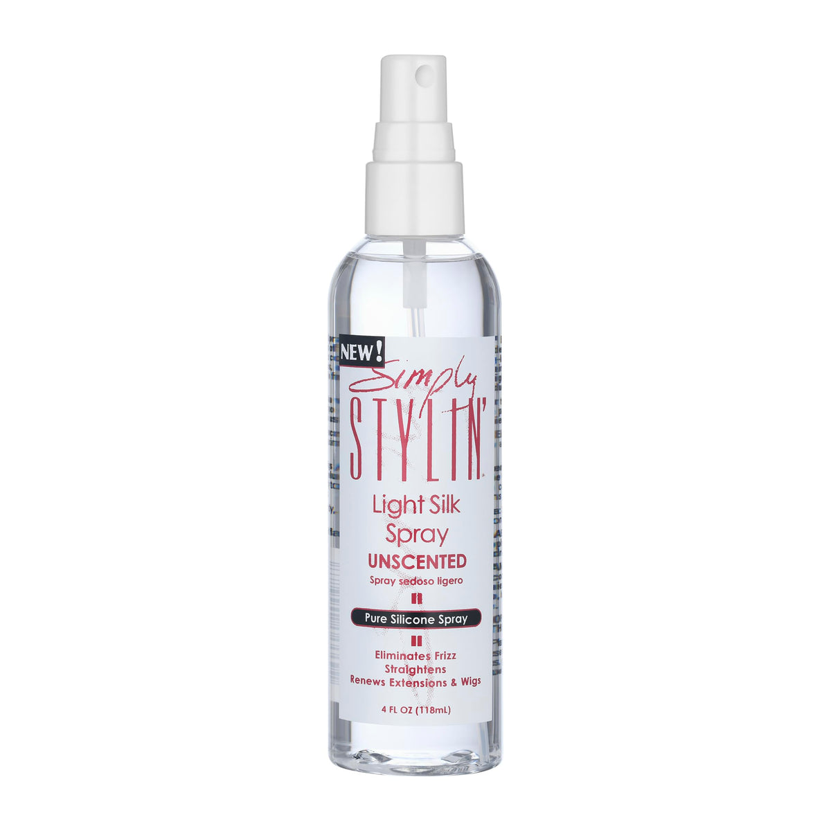 Simply Stylin' Light Silk Spray UNSCENTED, 4 Fl Oz (Pack of 1), Clear