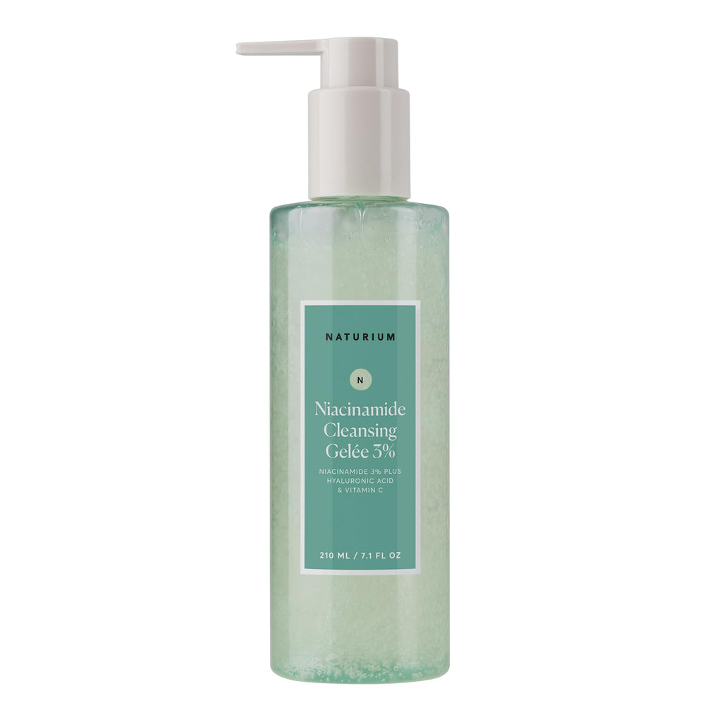 Naturium Niacinamide Cleansing Gelée 3%, 7.1 fl oz | Gentle & Smoothing Face Wash, Unclogs Pores, Makeup Remover, with Hyaluronic Acid & Vitamin C, for Soft Skin & Even Texture