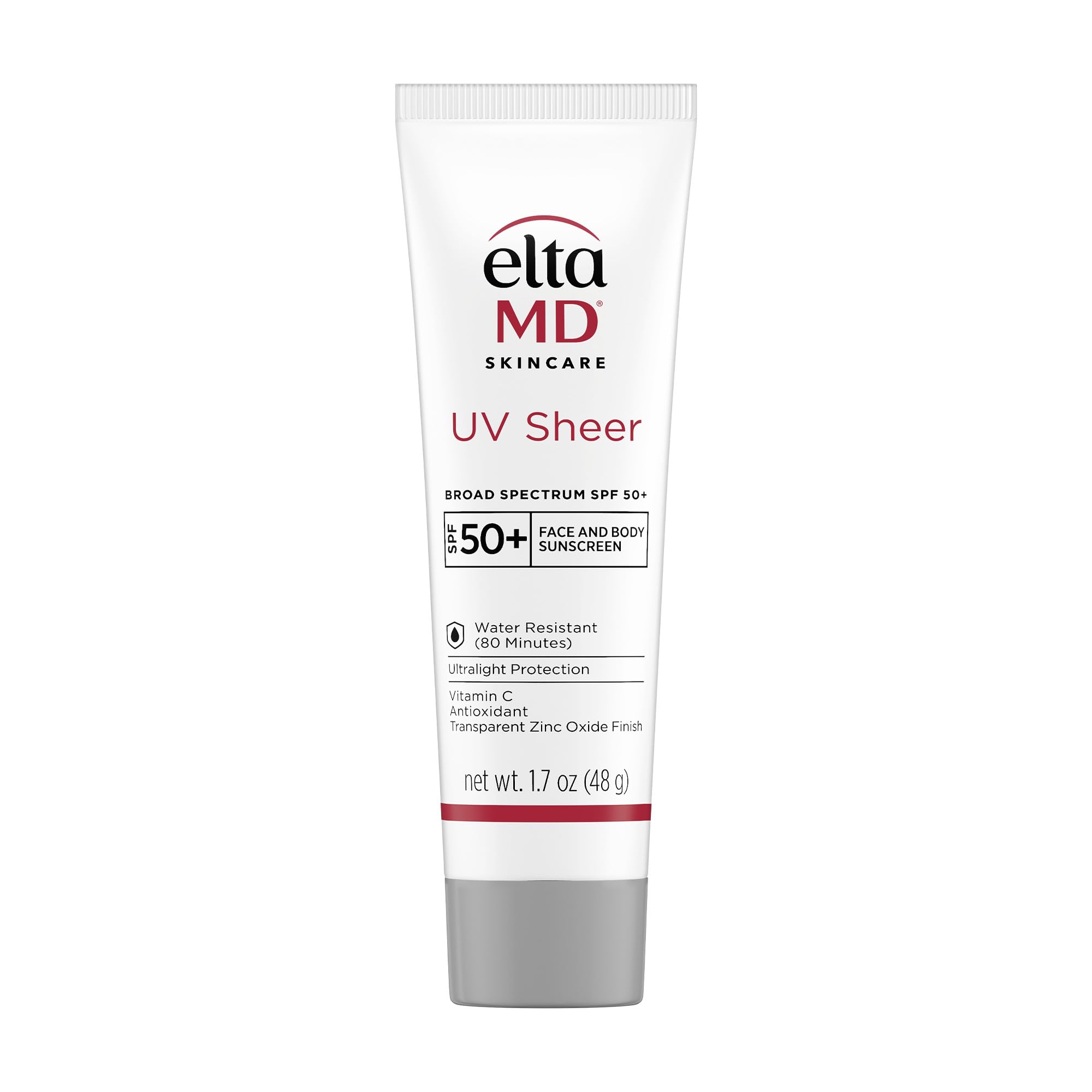 EltaMD UV Sheer Face and Body Sunscreen SPF 50+,Oil Free,No White Cast Sunscreen for Face and Body,Zinc Oxide Formula,3.0 oz Tube,(Pack of 2)