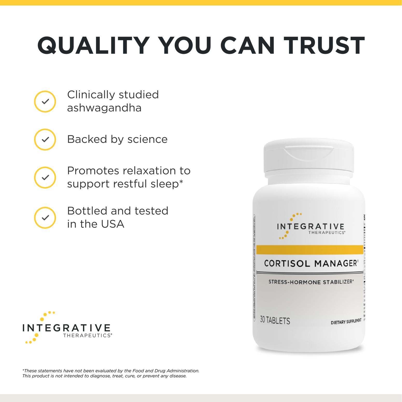 Integrative Therapeutics Cortisol Manager - Balance Cortisol & Support Relaxation for Restful Sleep* - Includes Ashwagandha & L-Theanine for Confidence with Less Stress* - 30 Tablets