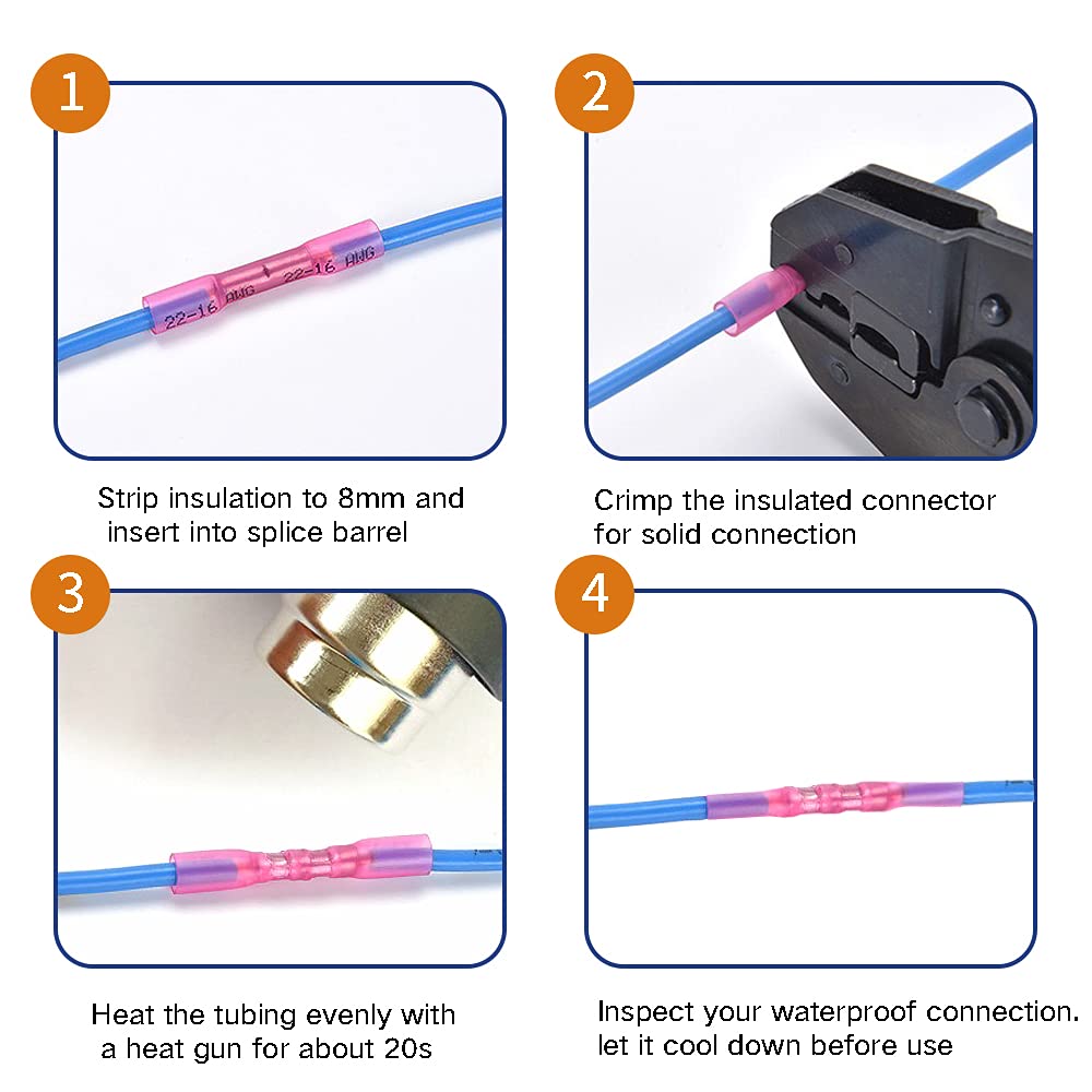 Buy now Heat Shrink Butt Connectors, 22-16 AWG 100 Pcs Red Marine Grade Insulated Crimp Wire Connectors, Waterproof Electrical Connectors Butt Splice for Boat Truck Wiring at indiglob india