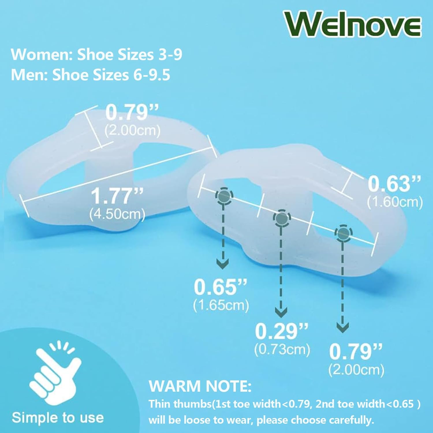 Buy now Welnove Pack of 12 Bunion Corrector, Toe Separators with 2 Loops, Big Toe Spacer Suitable for Bunion and Overlap Toe (White) at indiglob india