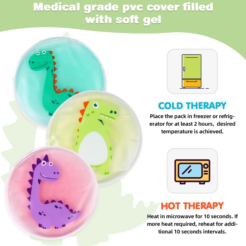 Buy now Hilph Kids Ice Packs for Boo Boos, Toddler Dinosaur Ice Pack Reusable Childrens Boo Boo Buddy Hot Cold Gel Packs for Kids Injuries, Pain Relief, Bumps & Bruises, Breastfeeding, Lunch Box (3 Packs) at indiglob india