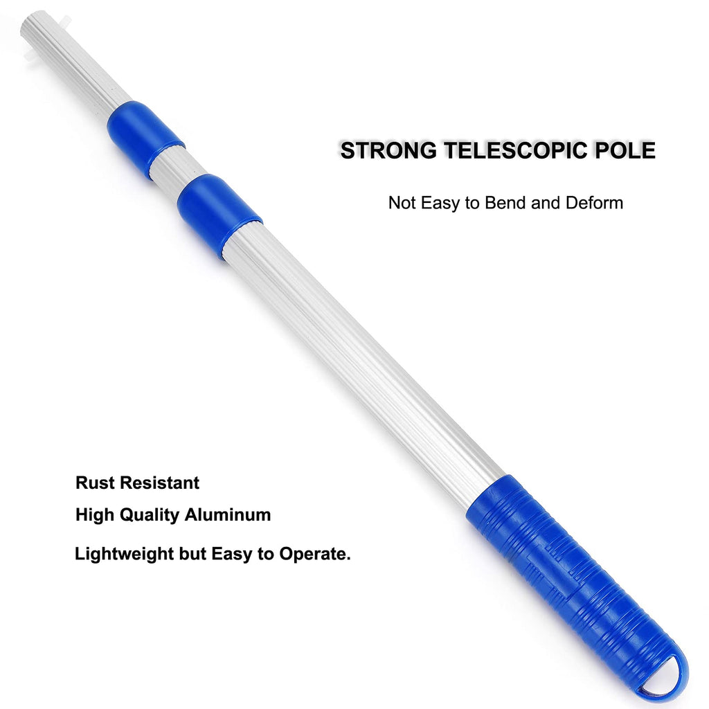 Pool Skimmer Net with Adjustable 17-40" Telescopic Pole - Fine Mesh Net - Leaf Skimmer for Cleaning Surface of Swimming Pools, Hot Tubs, Spas and Fountains