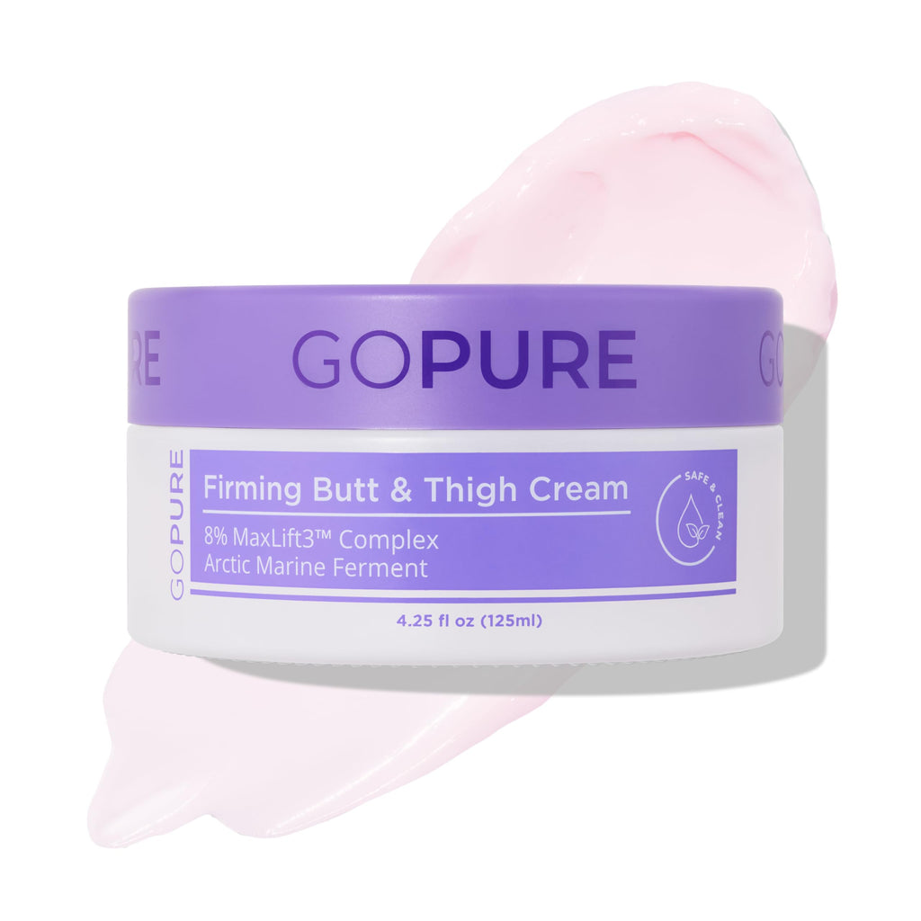 goPure Firming Butt & Thigh Cream - Skin Tightening Cream for Body with 8% MaxLift3 Complex - Visibly Smooths Stretch Marks - Cellulite Cream & Crepe Solution - Hydrating Barrier - Clinically Tested
