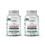 Organics Ocean Pure Magnesium Glycinate with Zinc - Maximum Strength Chelated Magnesium Supplement for Women and Men for Muscle Cramps and Sleep Support - 6 Bottles