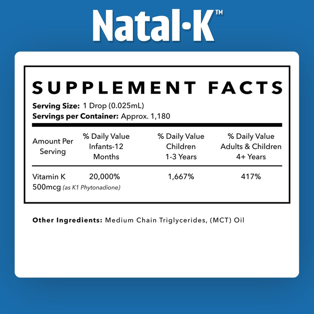Dr. Green Mom Natal K Oral Vitamin K1 Drops for Newborns | Organic Phytonadione in MCT Oil | Natural VIT K for Babies to Support Blood Clotting