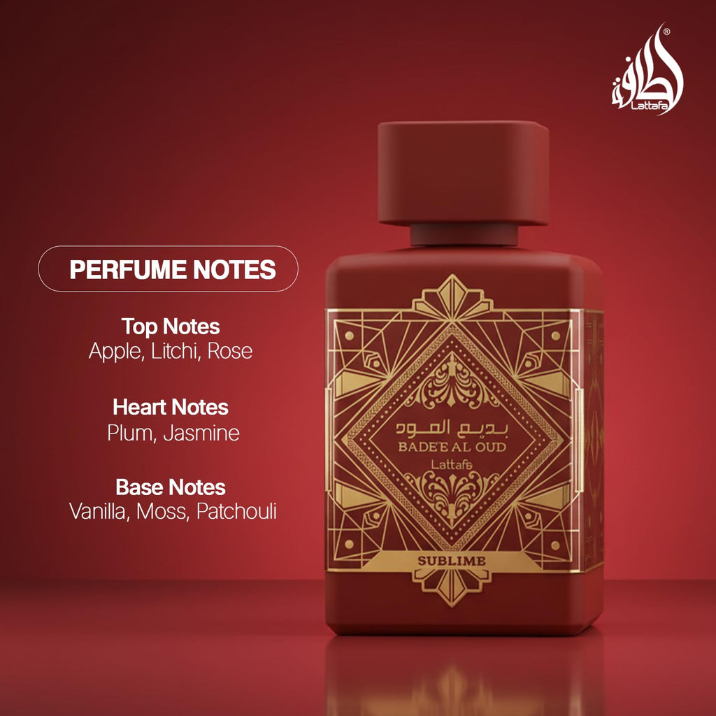 Buy now Lattafa Bade'e Al Oud Sublime - Tropical, Fruity, Fresh, Vanilla - Eau de Parfum Long-Lasting Fragrance for Unisex, 3.40 Ounce / 100 ml at indiglob india