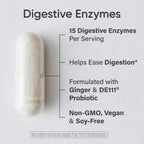 Sports Research® Digestive Enzymes w/Probiotics, 90 Veggie Caps | 15 Enzymes + Ginger to Help Ease Digestion of Dairy, Protein, Sugar & Carbs | Non-GMO, Vegan Friendly, 90 Servings
