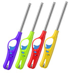 4 Packs Lighters, Candle Lighter Long Lighters Soft Flame, Refillable Butane Lighter with Long Stems and Adjustable Flame for Camping Fireplace Party BBQ Grill Grill Kitchen- NOT PREFILLED