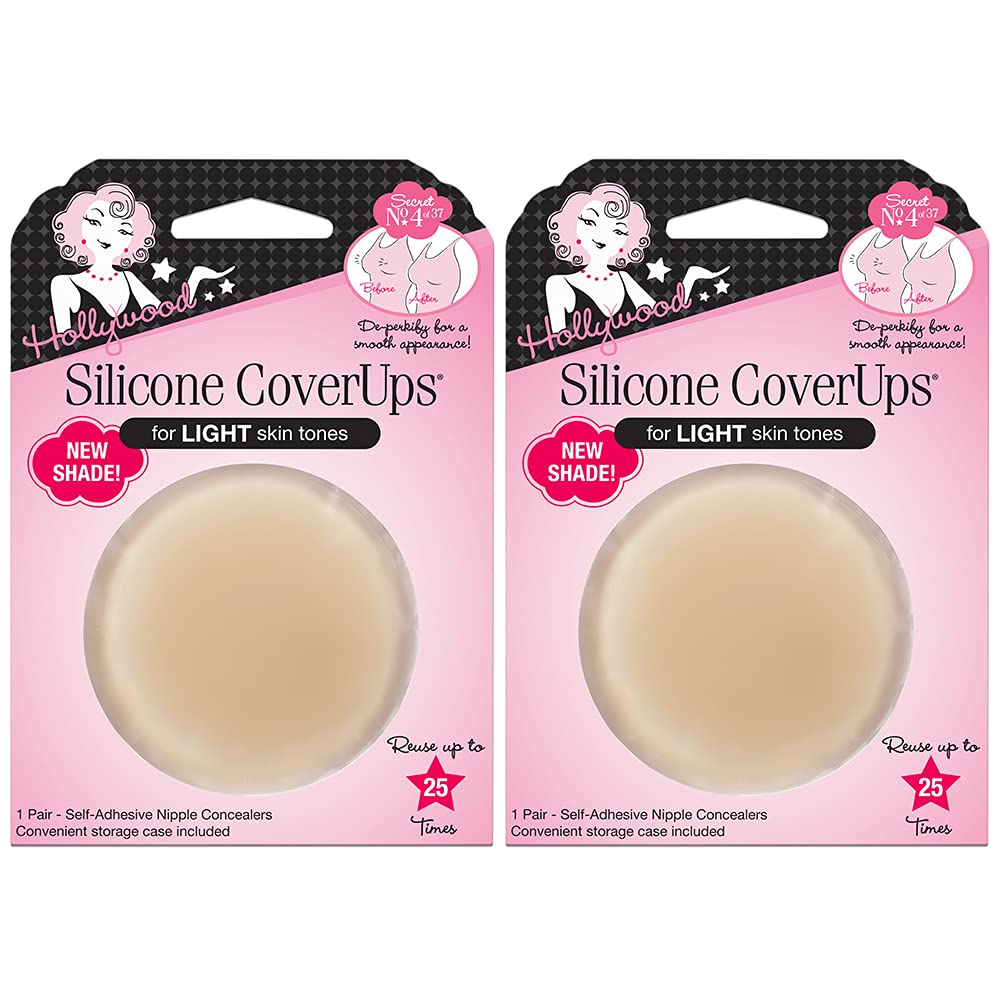Buy now Hollywood Fashion Secrets Silicone Coverups, Hypoallergenic, Reusable, Washable, Gentle on Skin, Ultra Thin, Self Adhesive, Dark Shade, 1 Pack Size 1 (Pack of 2) Light at indiglob india