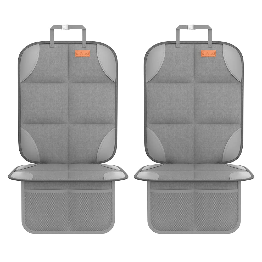 Buy now SMART ELF Car Seat Protector, 2Pack Seat Protector Protect Child Seats with Thickest Padding and Non-Slip Backing Mesh Pockets for Baby and Pet,Sedan SUV Truck (Black) 2PS Light Grey at indiglob india