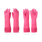Buy now Mamison 2 Pairs Reusable Waterproof Household Dishwashing Cleaning Rubber Gloves, Non-Slip Kitchen Glove (Pink, Medium (Pack of 2)) at indiglob india
