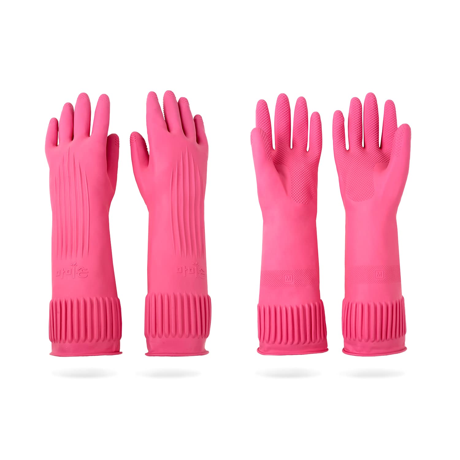 Buy now Mamison 2 Pairs Reusable Waterproof Household Dishwashing Cleaning Rubber Gloves, Non-Slip Kitchen Glove (Pink, Medium (Pack of 2)) at indiglob india