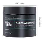 Men's 360 Wave Pomade 150g, Water-Based – Wave Styling Grease for Hair – Non-Greasy, Strong Hold & Layered Waves,150g/5.29oz