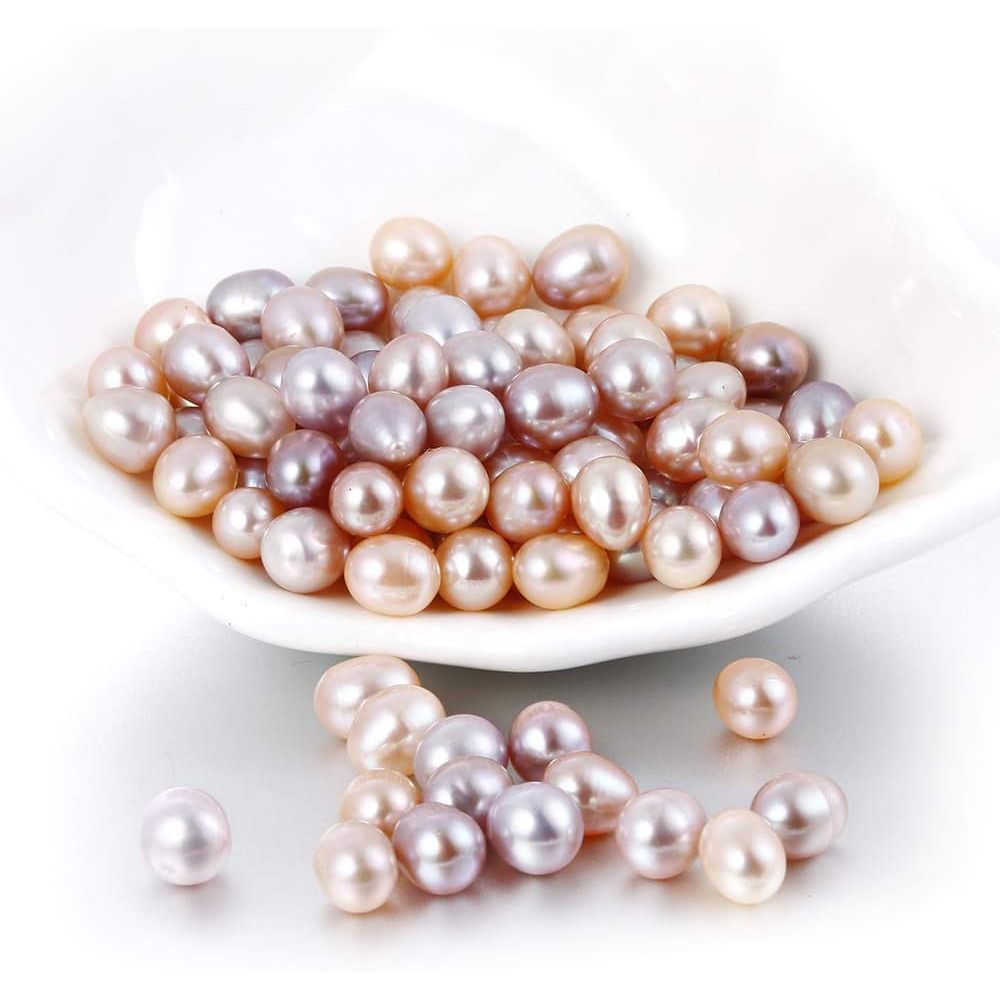 Buy now 50Pcs Freshwater Cultured Pearl, Natural Oval Oyster Pearls Beads, Necklace Bracelet Earring Jewelry Making Supplies, Fun Gift for Women, Pearl Party, No Hole (Around 8mm) at indiglob india