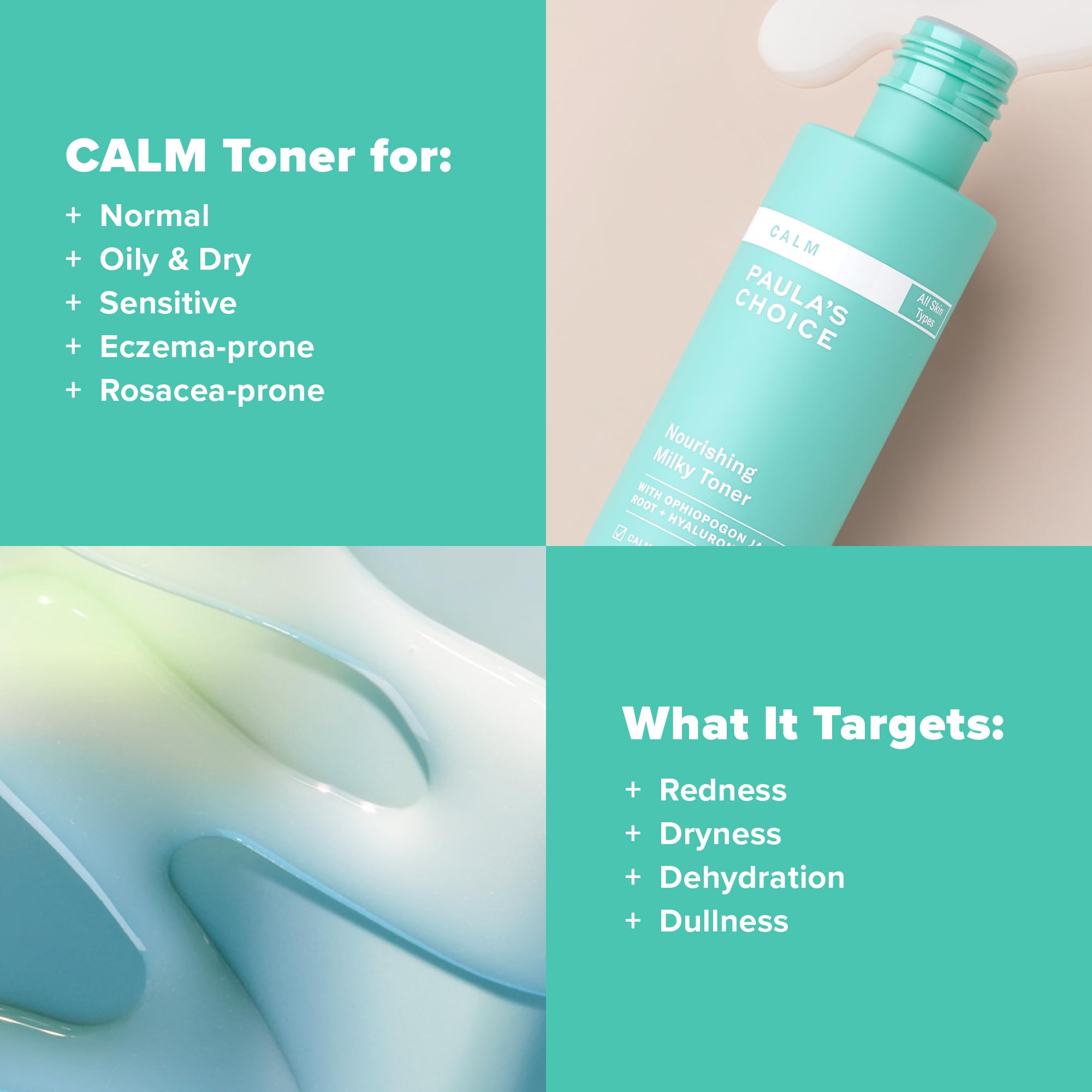 Buy now PaulaÆ’??s Choice Calm Nourishing Milky Toner for Sensitive Skin, Calms + Soothes Redness, Suitable for Rosacea-Prone & Eczema-Prone Skin, Fragrance-Free, 4 Fl Oz. at indiglob india