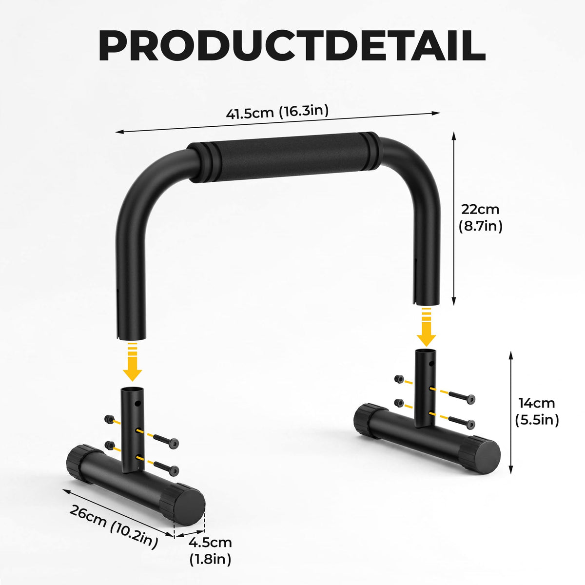Push Up Bars, Adjustable 10-12.5 Inch Parallettes Bars