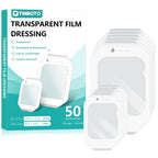 50PCS Transparent Film Dressing, 4" x 4.75" (20 PCS)+2.38" x 2.75" (30 PCS),Waterproof Clear Adhesive Bandages for Wound Care, IV Shield & Tattoo Aftercare