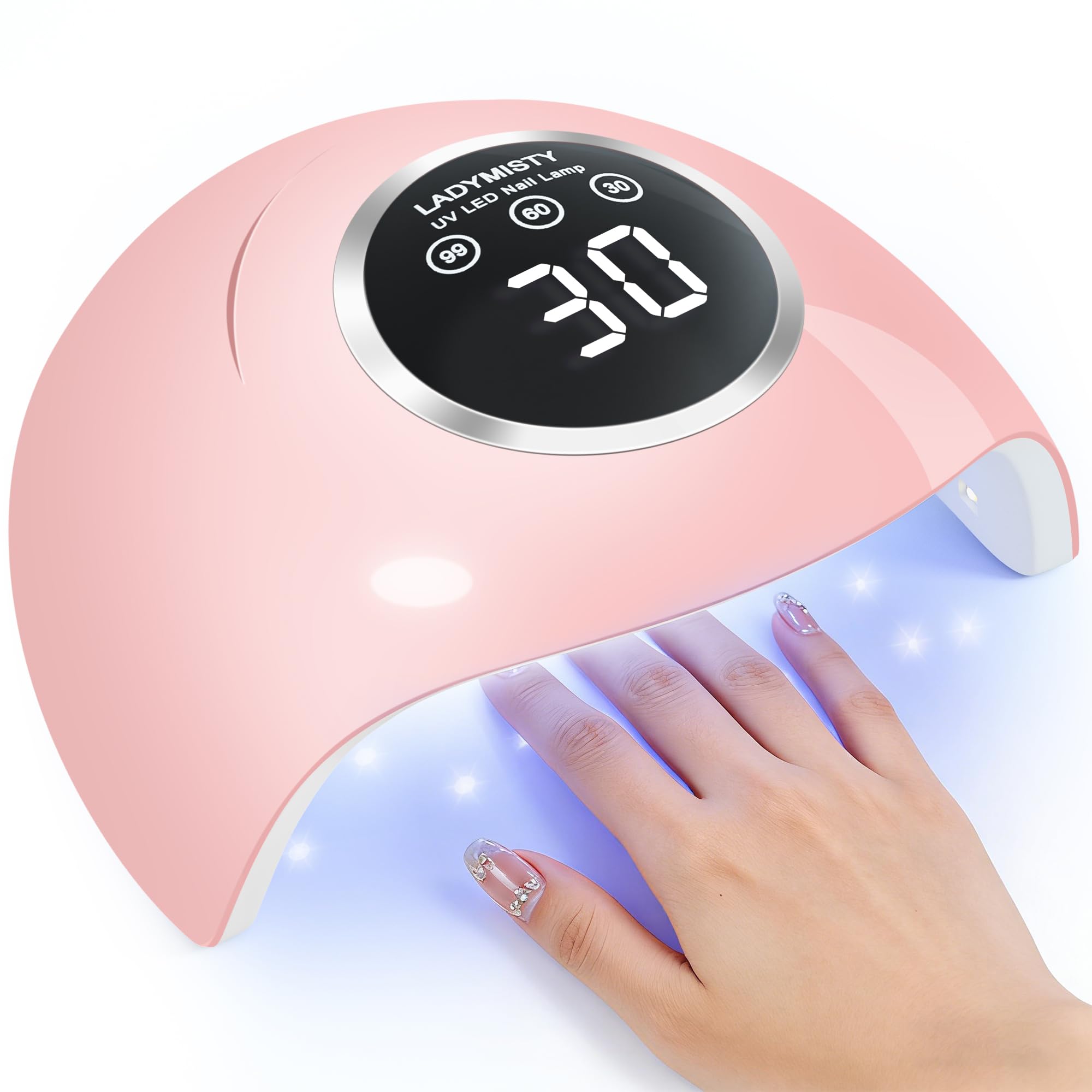 LadyMisty 72W UV LED Nail Lamp, 2026 New Upgrade UV Light for Gel Nails with 18 Beads, 3 Timer Nail Dryer, LCD Display, Auto Sensor, Professional Nail Lamps for Gel Polish (Pink)
