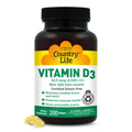 Country Life Vitamin D3 2500 IU, Non-Fish Source, 200 Softgels