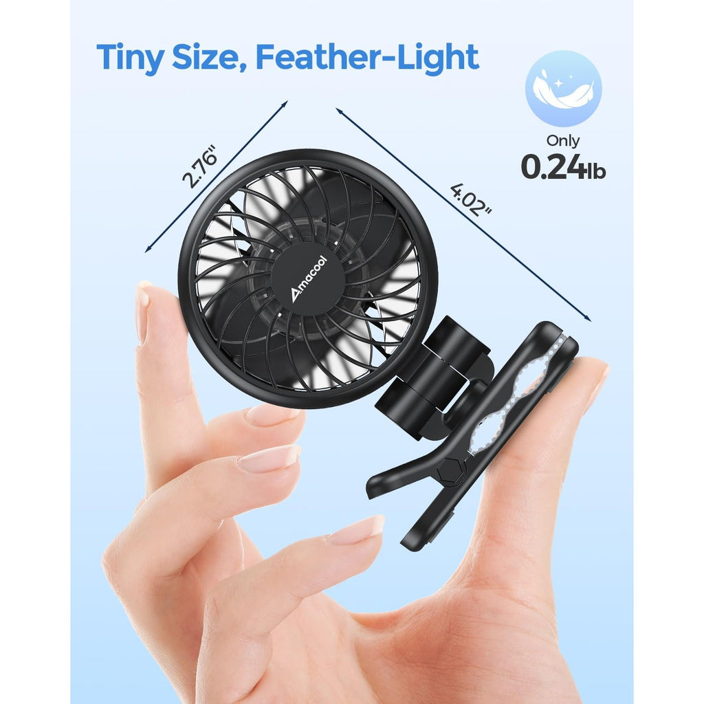 AMACOOL Mini Baby Fan with Clip for Carrier Stroller, Ultra Light 0.24 lb
