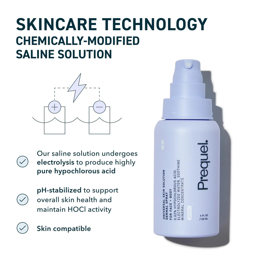 Prequel Skin Hypochlorous Acid Spray - HOCL Facial Mist Minerals 4oz | Hypochlorous Acid HOCL Spray With Minerals And Electrolyzed Water, pH Stabilized Facial Mist For Skin Care Routine Support