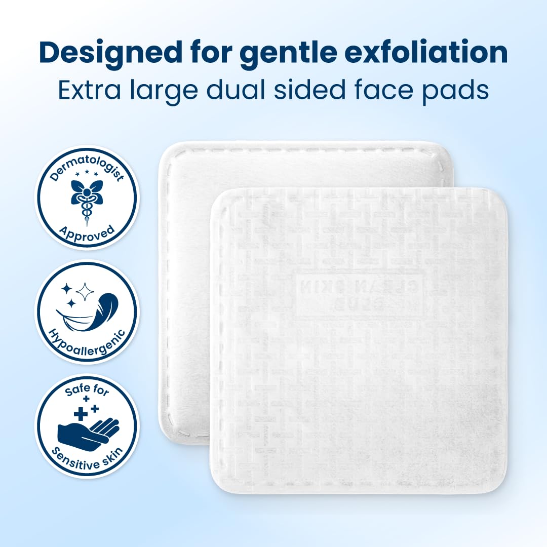 Clean Skin Club Clean² Pads 2.0 [NEW & Improved Edges] Guaranteed Not to Shed & Tear Face Pads, Unique Triple Layers, Textured & Ultra Soft Side, Organic Disposable Cotton, Pair with Makeup Remover
