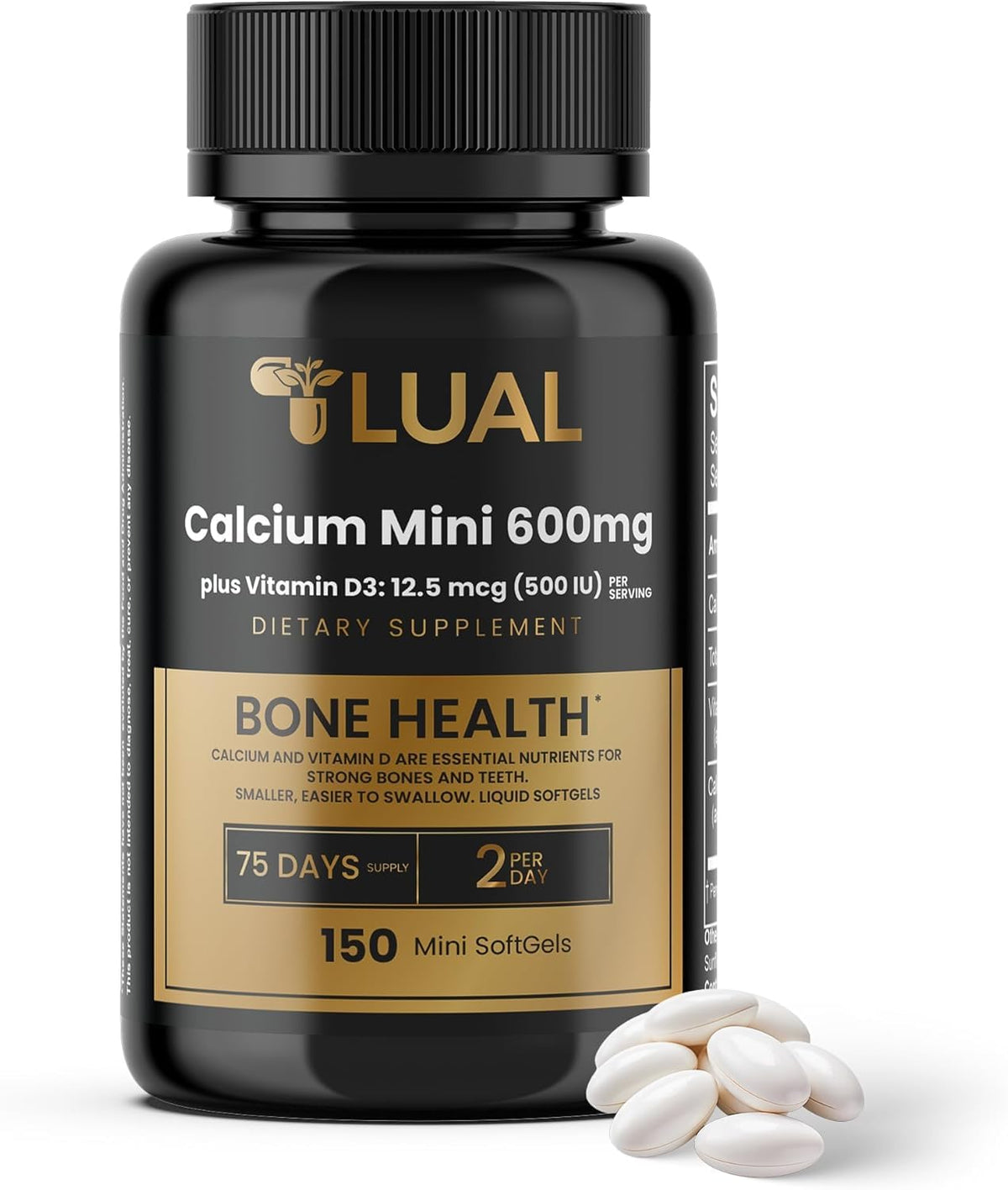LUAL Calcium 600 mg with Vitamin D3 • Calcium Supplements for Women & Men