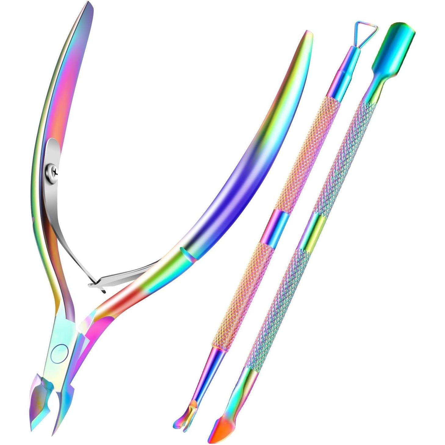 Buy now Cuticle Trimmer Cuticle Remover with Cuticle Pusher, XUNXMAS Professional Stainless Steel Durable Pedicure Manicure Tools Cutter Nipper Scissor Clipper for Fingernails and Toenails Dead Skin Black Colorful at indiglob india