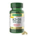Nature’s Bounty Vitamin D3 K2 Supplement, 4000 IU Vitamin D3 plus 100 mcg of Vitamin K Supplements for Adults for Heart & Bone Health Support, 30 Day Supply, 30 Vegetarian Capsules
