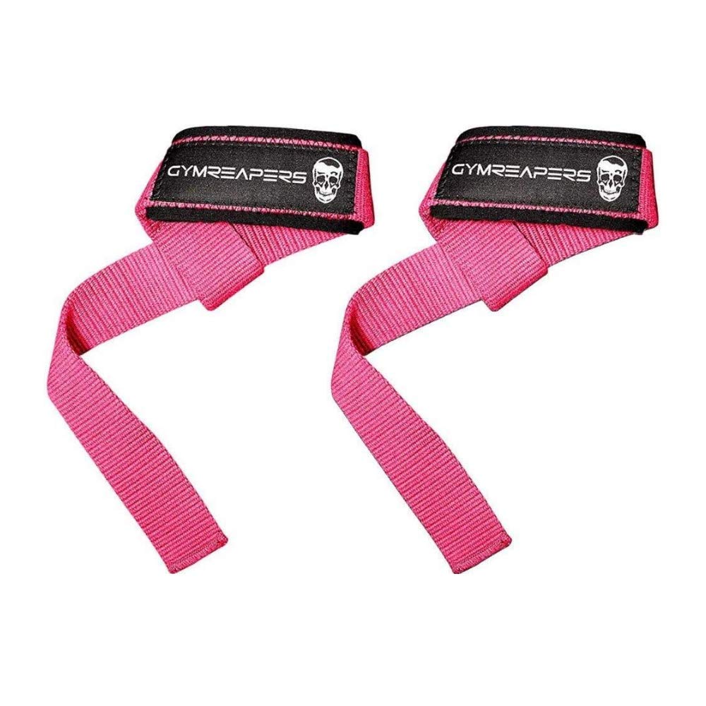 Buy now Gymreapers Lifting Wrist Straps for Weightlifting, Bodybuilding, Powerlifting, Strength Training, & Deadlifts - Padded Neoprene with 18 inch Cotton Pink at indiglob india